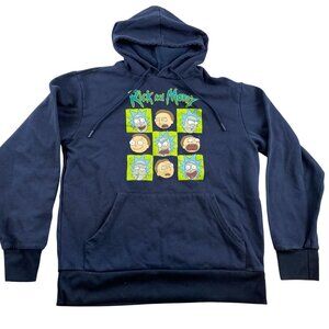 Rick and Morty Mens Hoodie Medium Adult Swim Dark Navy